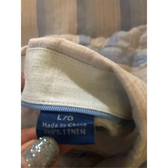 Tommy Bahamas Linen Stripe Button Down Mens Shirt - Picture 9 of 10